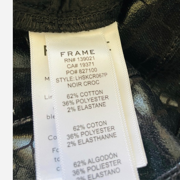 NWT • Frame • Le High Skinny High-Rise Croc in Noir Croc - Picture 9 of 10